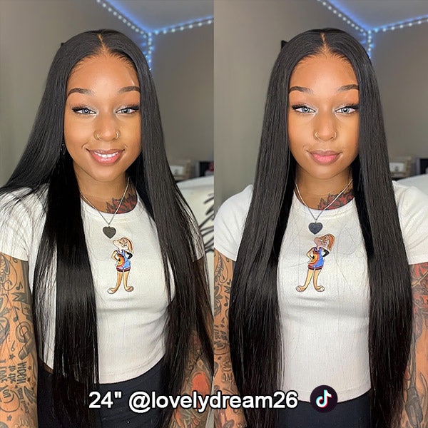 Straight Pre-cut HD Lace Wear Go Glueless Wig With Bleached Knots
