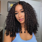 HairHive Burmese Curly Glueless Wigs Elastic Drawstring Snug Fit Wear Go Wigs With Finger Coils Ends