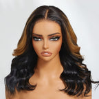 Sunber 7x5 Pre Cut Lace Caramel Honey Brown Highlights Body Wave Wig With Bye Bye Knots Flash Sale