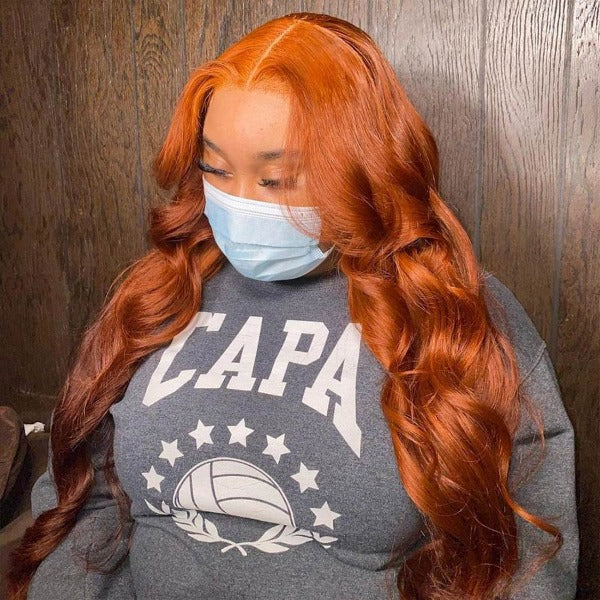 Ginger Color Skin Melt Well Lace Front Wigs Loose Wave Virgin Human Hair Wigs