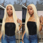 Straight 613 Blonde Color Bundles with 4x4 Lace Closure Human Virgin Hair