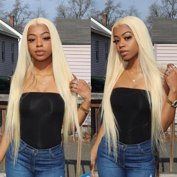 Straight 613 Blonde Color Bundles with 4x4 Lace Closure Human Virgin Hair