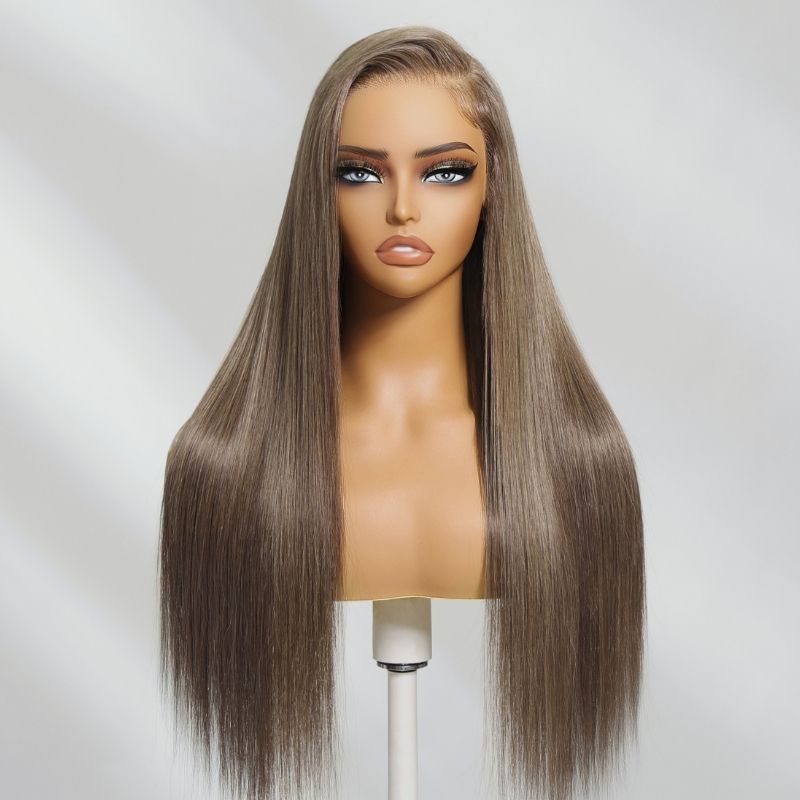 Sunber Ash Brown 13*4 Pre Everything Lace Frontal Bone Straight Milk Tea Brown Human Hair Wig