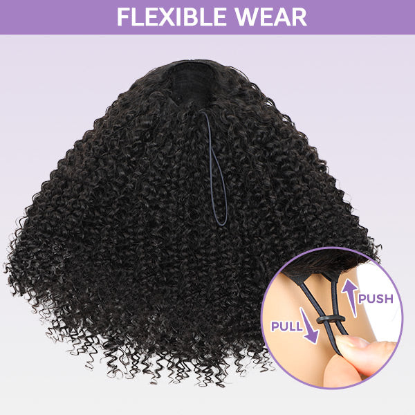 3 In 1 Half Wig | Kinky Curly Glueless Wear Go Half Wig Invisible Hairline Protective Style