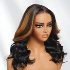 Sunber 7x5 Pre Cut Lace Caramel Honey Brown Highlights Body Wave Wig With Bye Bye Knots Flash Sale