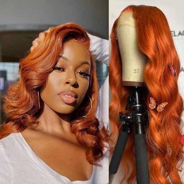 Ginger Color Skin Melt Well Lace Front Wigs Loose Wave Virgin Human Hair Wigs