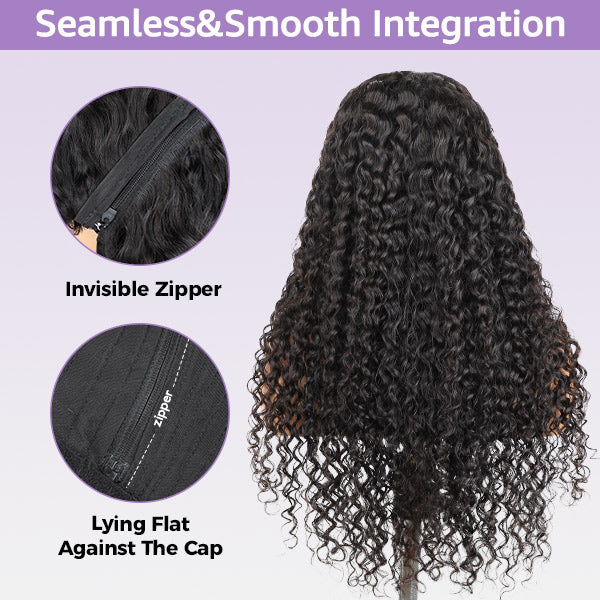 HairHive Block Wig Kinky Curly Bleached Knots Wig With Optional Replaceable Zip Lace Tops