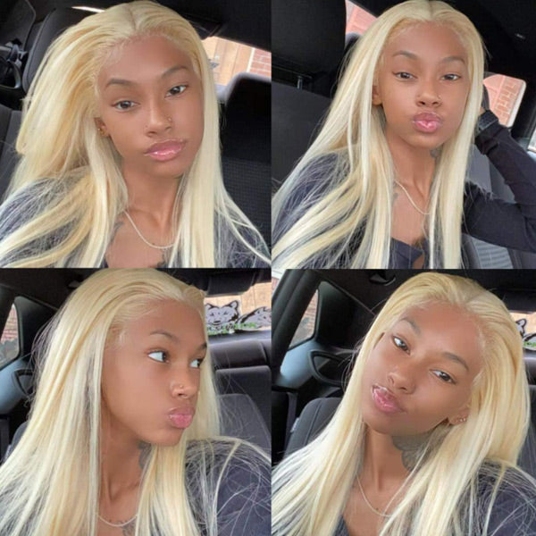 Straight 613 Blonde Color Bundles with 4x4 Lace Closure Human Virgin Hair