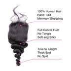 Loose Wave Virgin Human Hair 3 Bundles With 4x4 Lace Closure