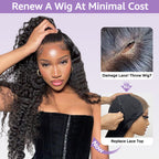 HairHive Block Wig Water Wave Bleached Knots Wig With Optional Replaceable Zip Lace Tops