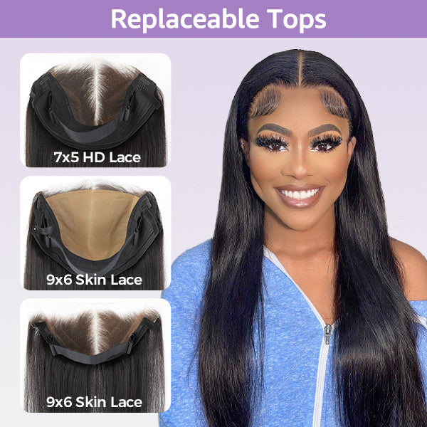HairHive Straight Replaceable Zip Lace Tops For Block Wig