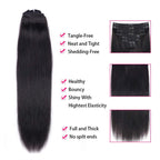 HairHive Straight Hair Clip In Extension Human Hair Natural Black Color