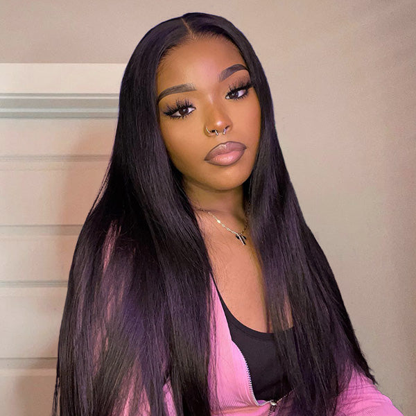 HairHive Silky Straight Easy Wear Go Glueless Wigs Pre Cut 7x5 HD Lace Closure Wigs Beginner Friendly