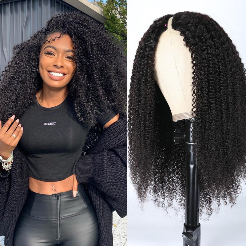 Sunber $100 Off Kinky Curly V Part Wig No Glue No Leave Out Human Hair Wigs