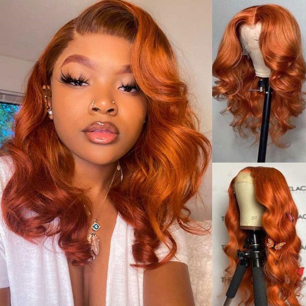 Ginger Color Skin Melt Well Lace Front Wigs Loose Wave Virgin Human Hair Wigs