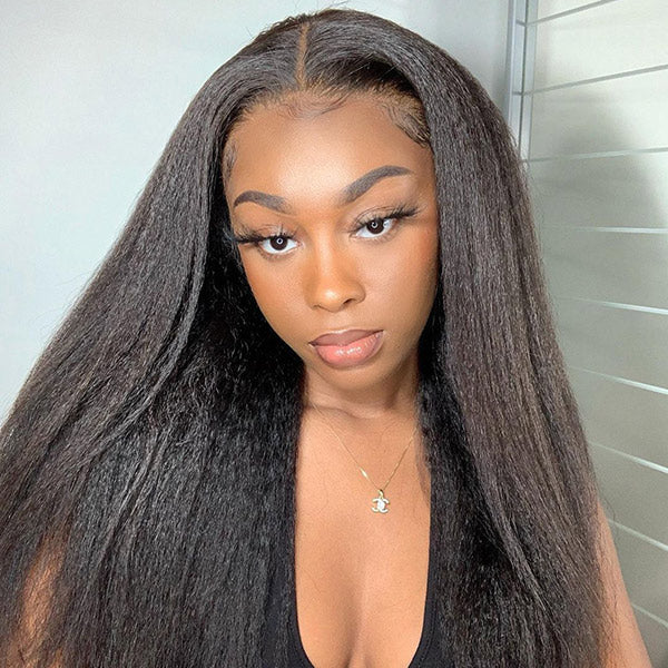 BOGO Kinky Straight Glueless Wear Go Wig Pre-cut 7x5 HD Lace Closure Wig