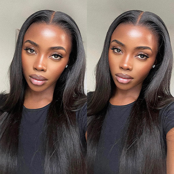 HairHive Straight Pre-Bleached Knots Elastic Drawstring Wear Go Glueless Wigs Pre Cut Lace 7x5 HD Lace Closure Wigs
