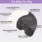 HairHive Loose Deep Wear Go Wig Pre-cut 7x5 HD Lace Bleached Knots Human Hair Glueless Wig