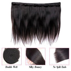 Straight Human Hair 3 Bundles with 13*4 Lace Frontal Natural Black