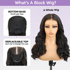 HairHive Block Wig Body Wave Bleached Knots Wig With Optional Replaceable Zip Lace Tops