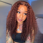 HairHive Kinky Curly Reddish Brown Wear Go Glueless Wig Pre-cut 7x5 Lace Wig Pre-plucked Hairline