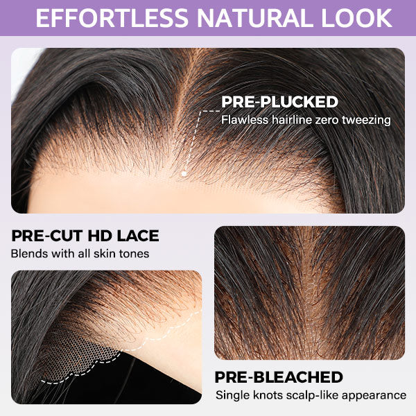 HairHive M-cap Straight Hair 4/27 Highlight Color Wear Go Glueless Wigs Invisible Knots Pre Cut 9x6 Lace Wigs