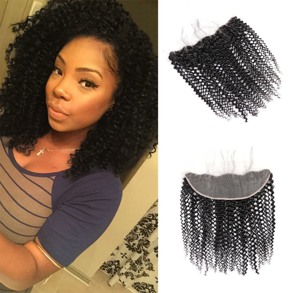 Kinky Curly 13x4 Lace Frontal Human Virgin Hair Skin Melt