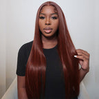 Pre-cut Lace Wig Straight Hair Reddish Brown Color Wear Go Glueless Wig 7x5 HD Lace Wig Preplucked with Natural Hairline