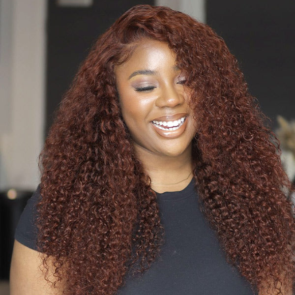 3 In 1 Half Wig | Reddish Brown Kinky Curly Wear Go Half Wig Wear Go Glueless Wig