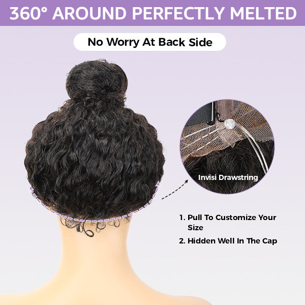 HairHive Loose Deep Invisi-Drawstring 360 Lace Glueless Wig Bleached Knots Human Hair Wig