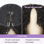 Kinky Straight V Part Wig No Leave Out Thin Part Glueless Wigs Human Hair Wig
