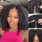 Sunber 180% Density Afro/ Kinky Curly Upgrade New V Part With No Lace No Glue Affordable Wig