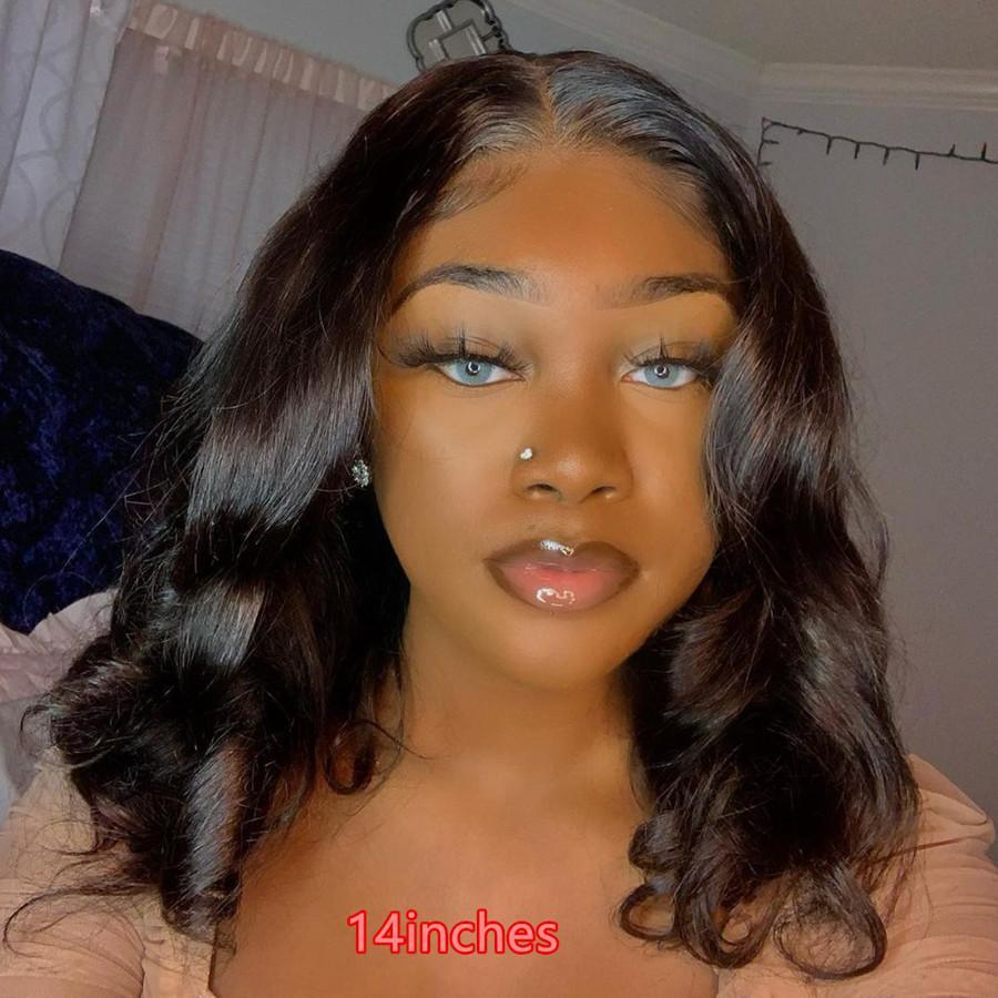 Thick Body Wave Bob Wigs Human Hair 13x4 13x6 4x4 HD Lace Frontal Wigs Natural Black