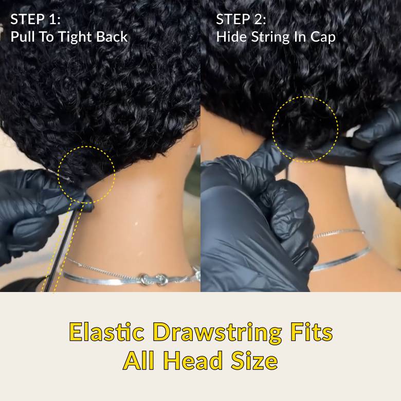 Sunber 180% Density Kinky Curly V Part With Elastic Drawstring No Lace No Glue Affordable Wig