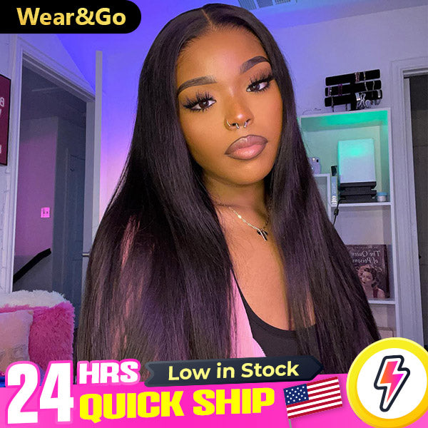 24h Shipping | TikTok Viral Straight Wear Go Glueless Wigs 7X5 Pre-Cut HD Lace Wigs With Pre Plucked Nautral Hairline