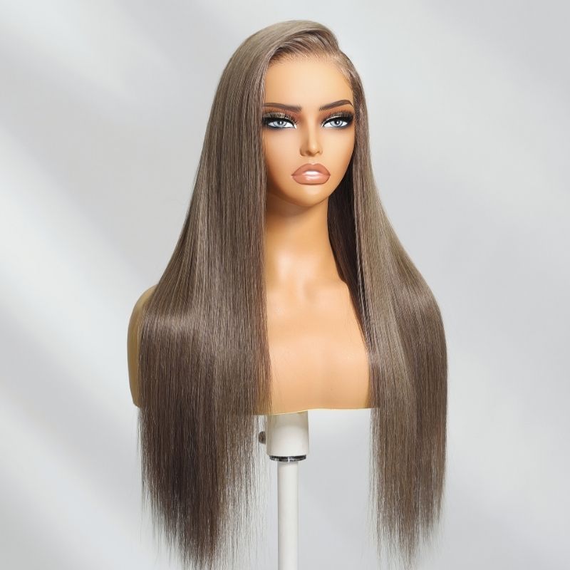 Sunber Ash Brown 13*4 Pre Everything Lace Frontal Bone Straight Milk Tea Brown Human Hair Wig