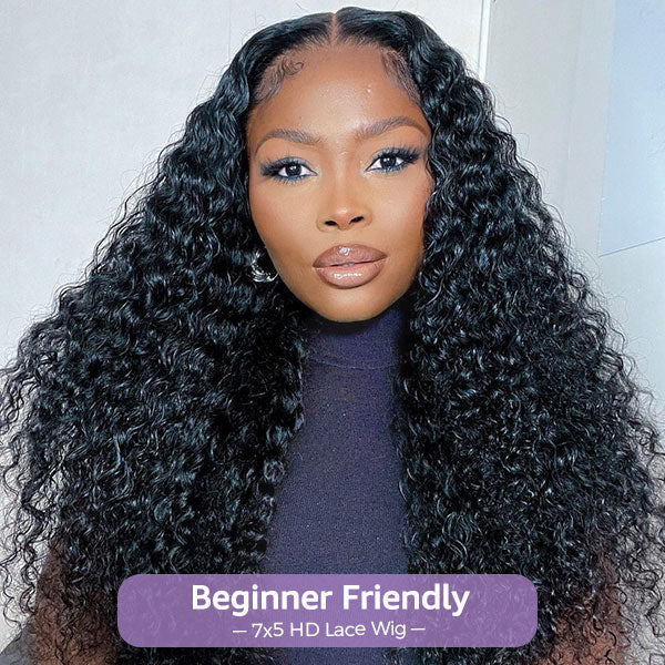 HairHive Block Wig Water Wave Bleached Knots Wig With Optional Replaceable Zip Lace Tops