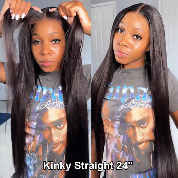 HairHive 100% Glueless Wear Go Wig Pre-cut Lace Undetectable 7x5 HD Lace Wigs Preplucked with Natural Hairline Bleached Knots Human Hair Wigs