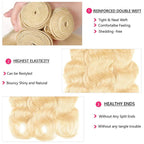 Body Wave 613 Blonde Color Bundles with 4x4 Lace Closure Human Virgin Hair