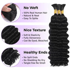 Unprocessed Deep Wave Bulk Human Hair Natural Color No Weft Boho Hair For Braiding 1/3/5 Packs