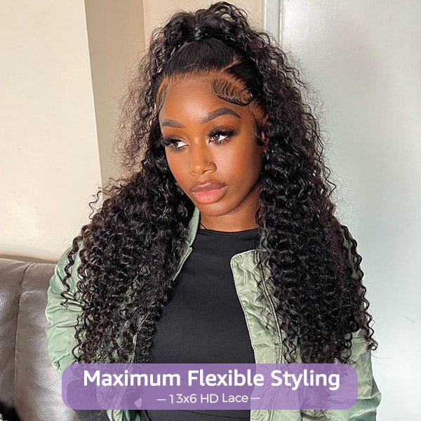 HairHive Block Wig Water Wave Bleached Knots Wig With Optional Replaceable Zip Lace Tops