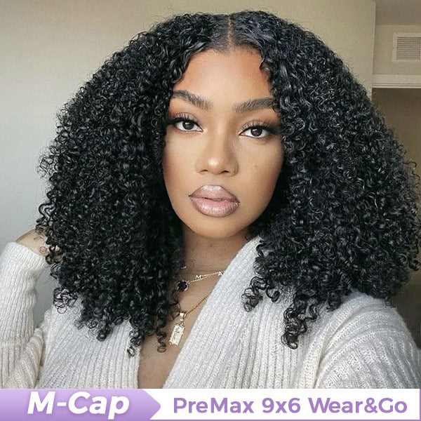 HairHive M-Cap Afro Curly Wear Go Glueless Wigs Bleached Single Knots Pre Cut 9x6 HD Lace  Wig