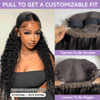 HairHive Water Wave Invisi-Drawstring Flexible Fit 360 Lace Frontal Glueless Wig With Bleached Knots