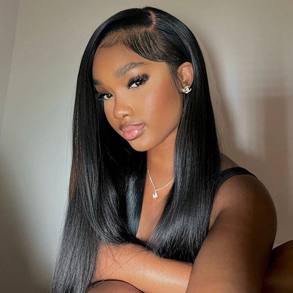 HairHive Straight Wear Go Glueless Wigs Bleached Knots Pre Cut Lace Natural Looking Human Hair Wig