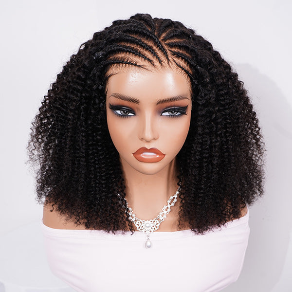 HairHive M-Cap Afro Curly Glueless Wig Pre Braided Snug Fit Bleached Knots Pre-cut 9x6 Lace Wear Go Wig With Elastic Drawstring