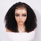 HairHive M-Cap Afro Curly Glueless Wig Pre Braided Snug Fit Bleached Knots Pre-cut 9x6 Lace Wear Go Wig With Elastic Drawstring
