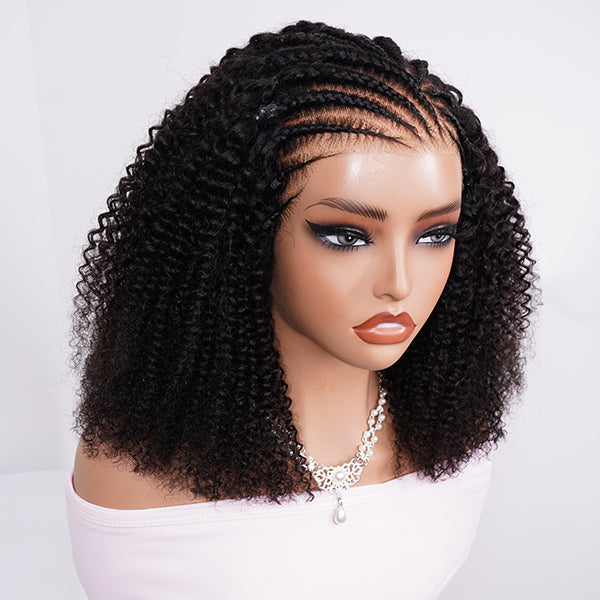HairHive M-Cap Afro Curly Glueless Wig Pre Braided Snug Fit Bleached Knots Pre-cut 9x6 Lace Wear Go Wig With Elastic Drawstring