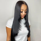 HairHive Straight Layered Cut Wear Go Glueless Wig Bleached Knots Pre Cut HD Lace Wig