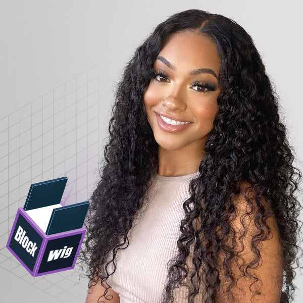 HairHive Block Wig Water Wave Bleached Knots Wig With Optional Replaceable Zip Lace Tops