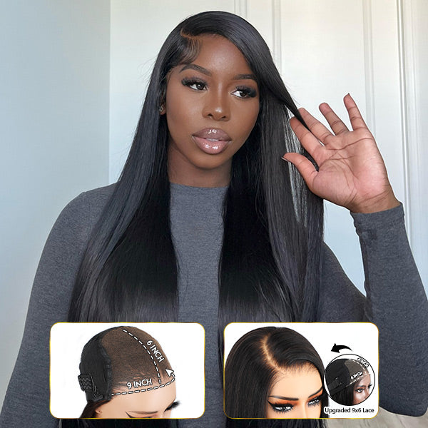 HairHive Straight Wear Go Glueless Wigs Bleached Knots Pre Cut Lace Natural Looking Human Hair Wig